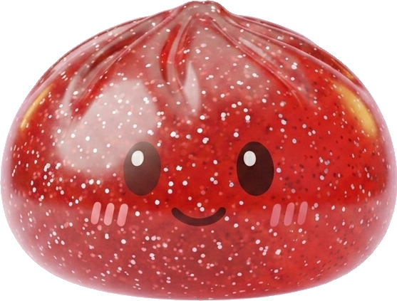 Glitter Dumpling Squishy Rood Geluk tijdens het knijpen, zacht materiaal