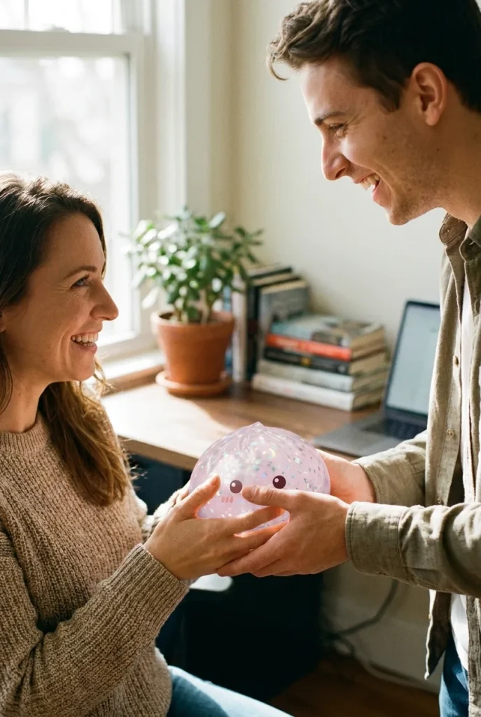 Glitter Dumpling Squishy Zilver Glans als cadeau-idee