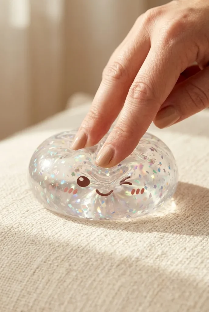 Glitter Dumpling Squishy Zilver Glans tijdens het knijpen