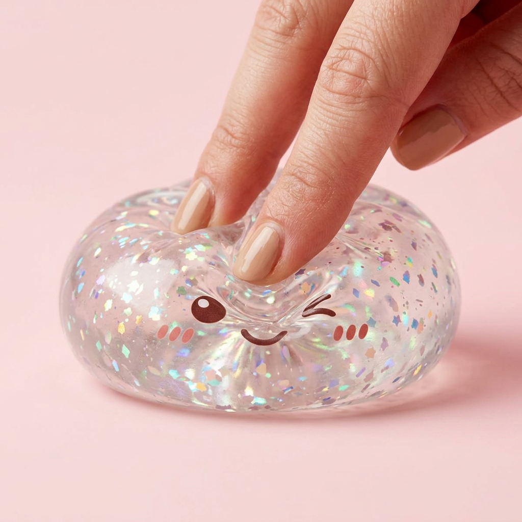 Glitter Dumpling Squishy Zilver Glans tijdens het knijpen, zacht materiaal