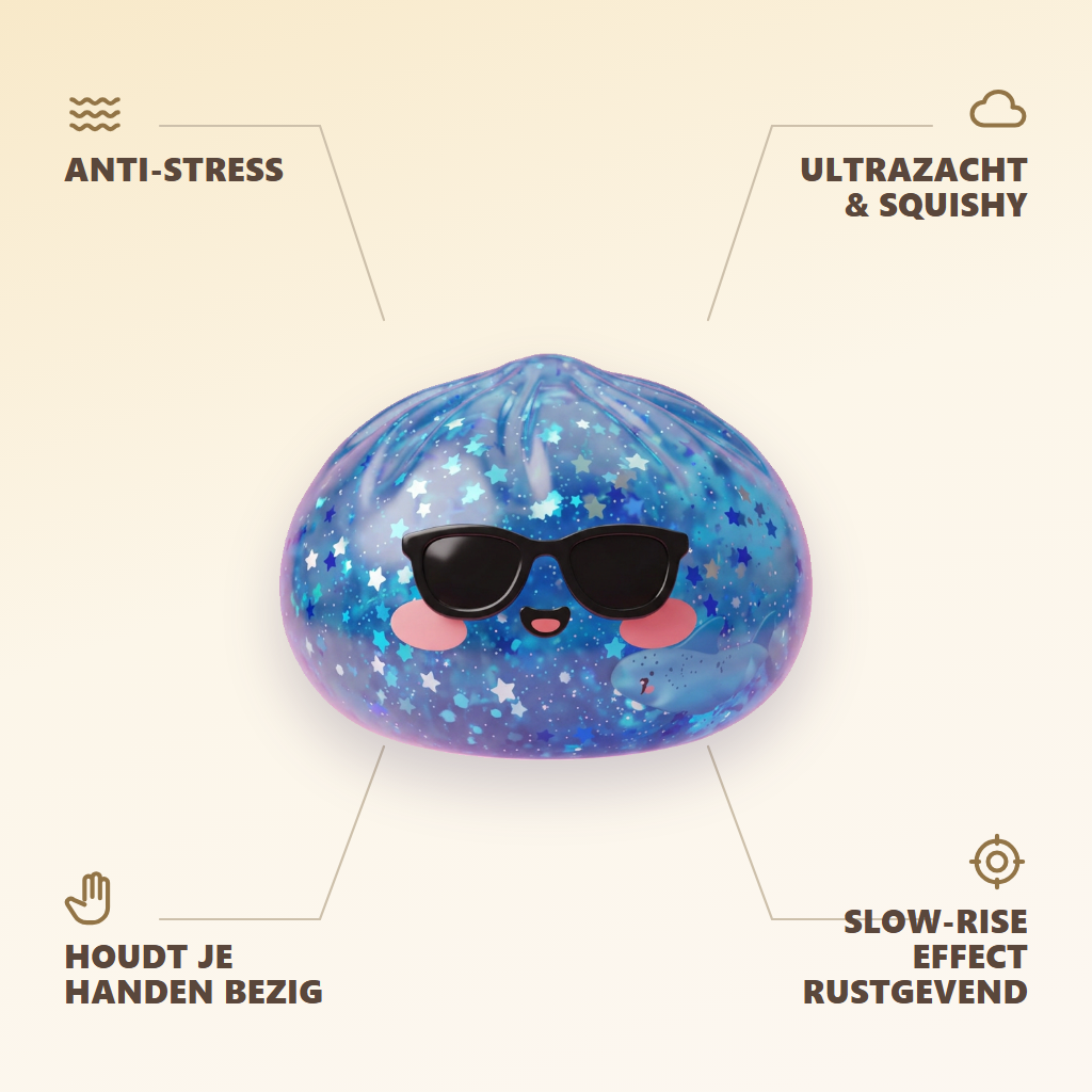 Squishy Dumpling Lunettes Sparkle Blauw — zijn voordelen