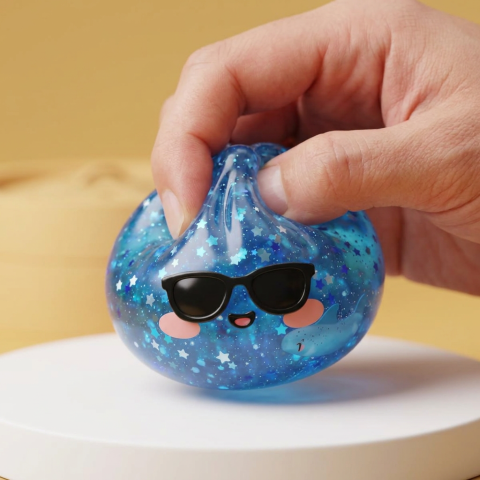 Squishy Dumpling Lunettes Sparkle Blauw — slow-rise effect, het schuim vert langzaam terug