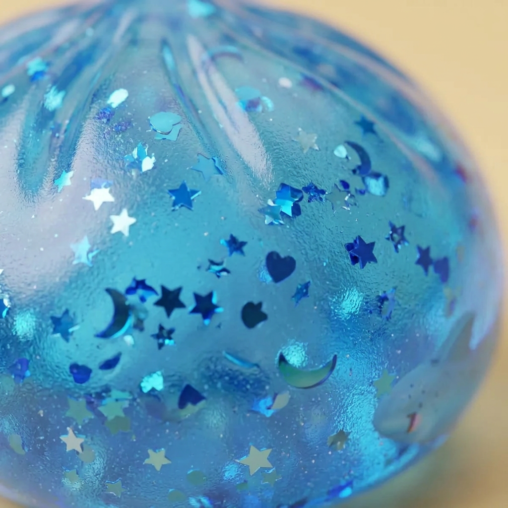 Squishy Dumpling Lunettes Sparkle Blauw — macro-close-up van de textuur