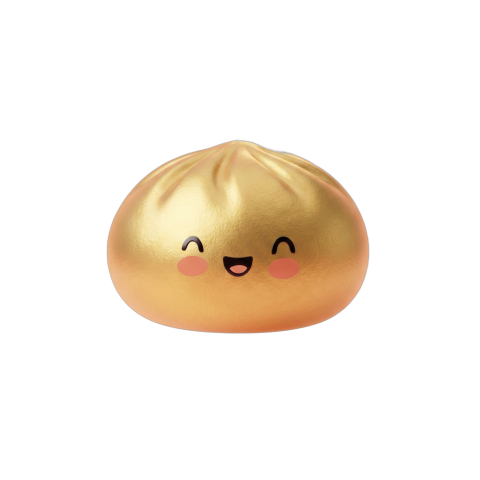 Dumpling Squishy Lucky Goud tijdens het knijpen, zacht materiaal