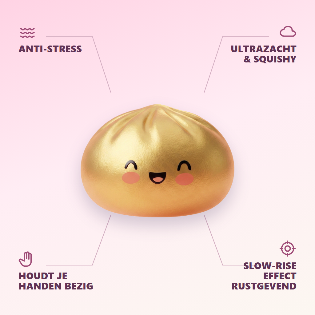 Dumpling Squishy Doré Lucky Goud — zijn voordelen