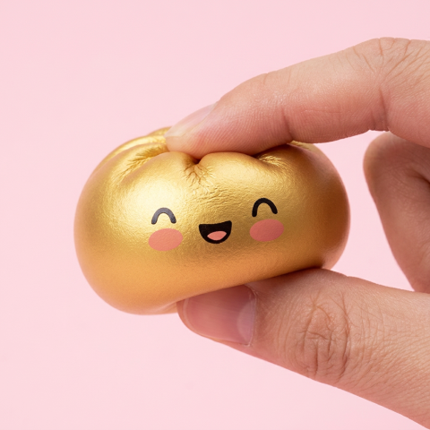 Dumpling Squishy Doré Lucky Goud tijdens het knijpen, zacht materiaal