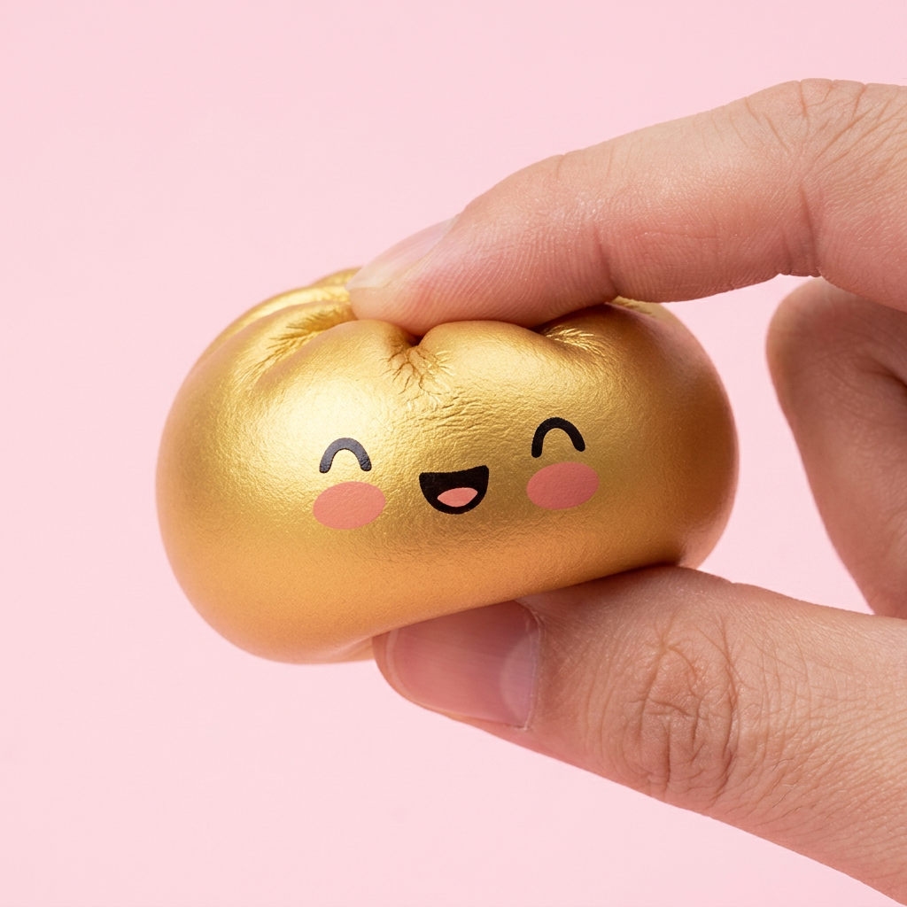 Dumpling Squishy Doré Lucky Goud tijdens het knijpen, zacht materiaal