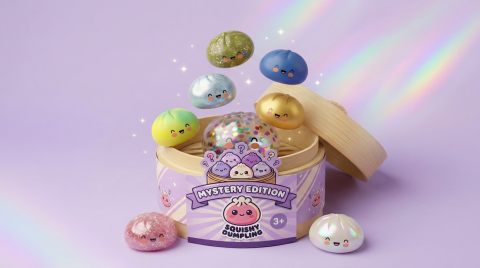Squishy Bun Mystery Dumpling Verrassingsbox tijdens het knijpen, zacht materiaal