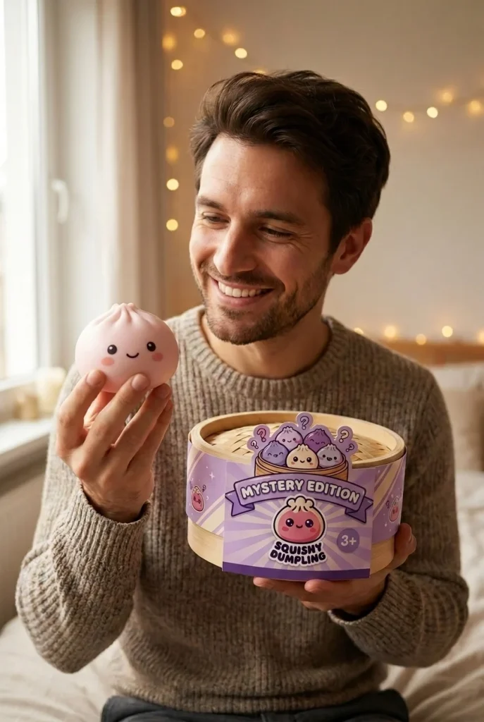 Squishy Bun Mystery Dumpling Verrassingsbox met zijn doos