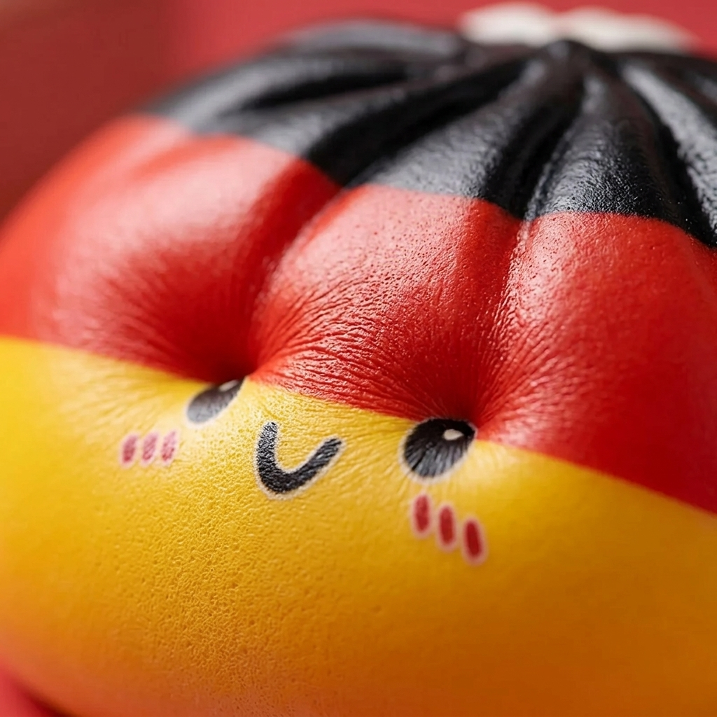 Flag Squishy Toy Duitsland – Dumpling Zwart-Rood-Goud — macro-close-up van de textuur