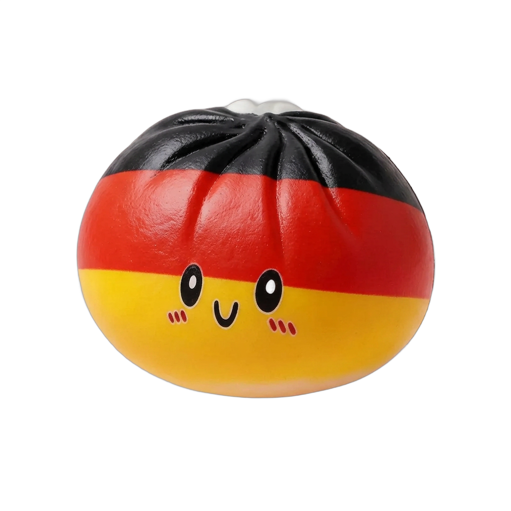 Flag Squishy Toy Duitsland – Dumpling Zwart-Rood-Goud tijdens het knijpen, zacht materiaal