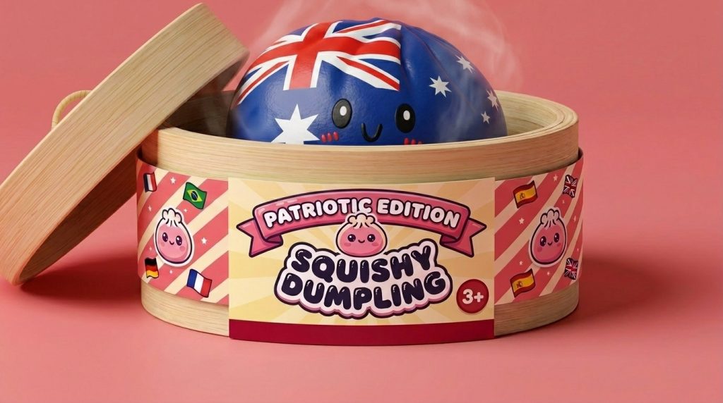Flag Squishy Dumpling Australië in het bamboe stoommandje