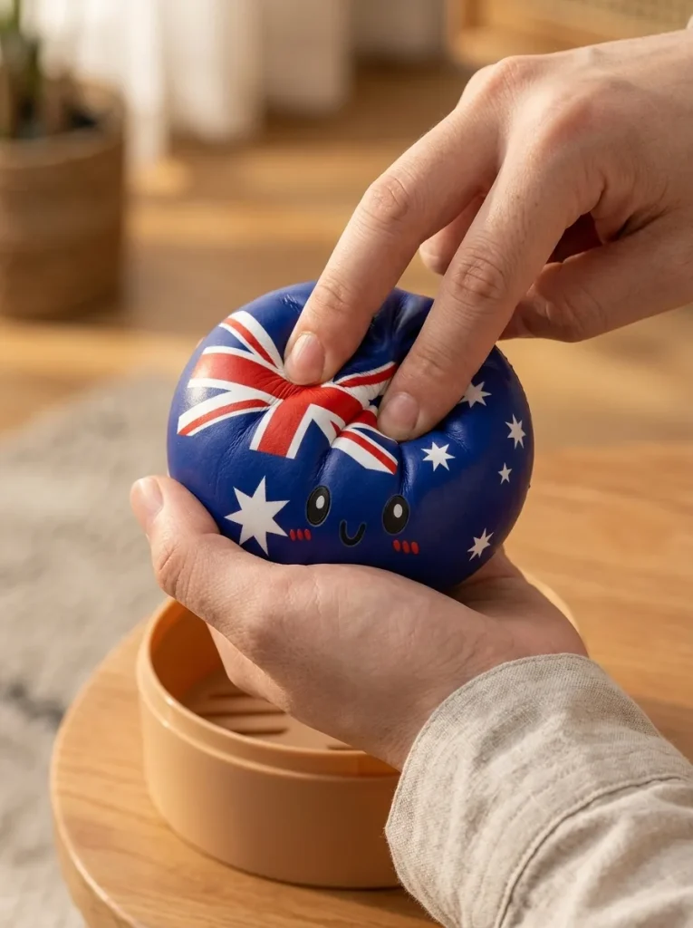 Flag Squishy Dumpling Australië tijdens het knijpen