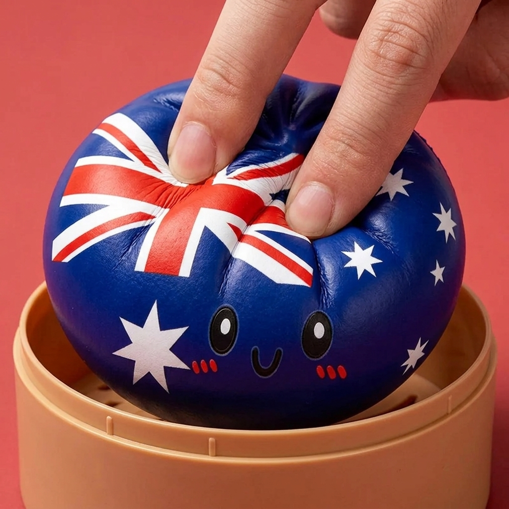 Flag Squishy Dumpling Australië tijdens het knijpen, zacht materiaal