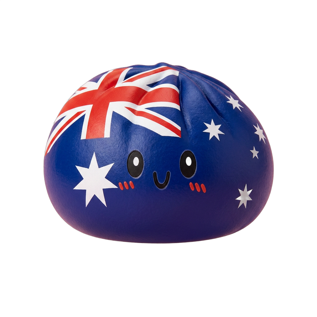 Flag Squishy Dumpling Australië tijdens het knijpen, zacht materiaal
