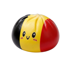 Squishy Dumpling Flag België in Rood-Zwart-Geel tijdens het knijpen, zacht materiaal