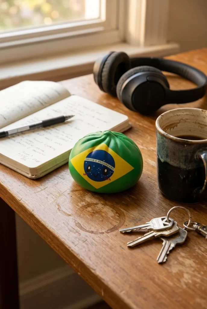 Dumpling Squishy Flag Brazilië op het bureau