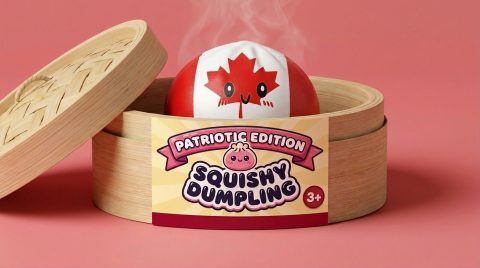 Flag Squishy Dumpling Canada met Bamboe Stoommandje in het bamboe stoommandje