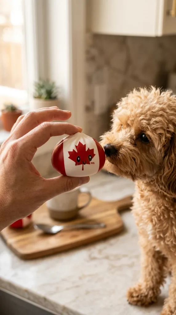 Flag Squishy Dumpling Canada met Bamboe Stoommandje met een knuffel