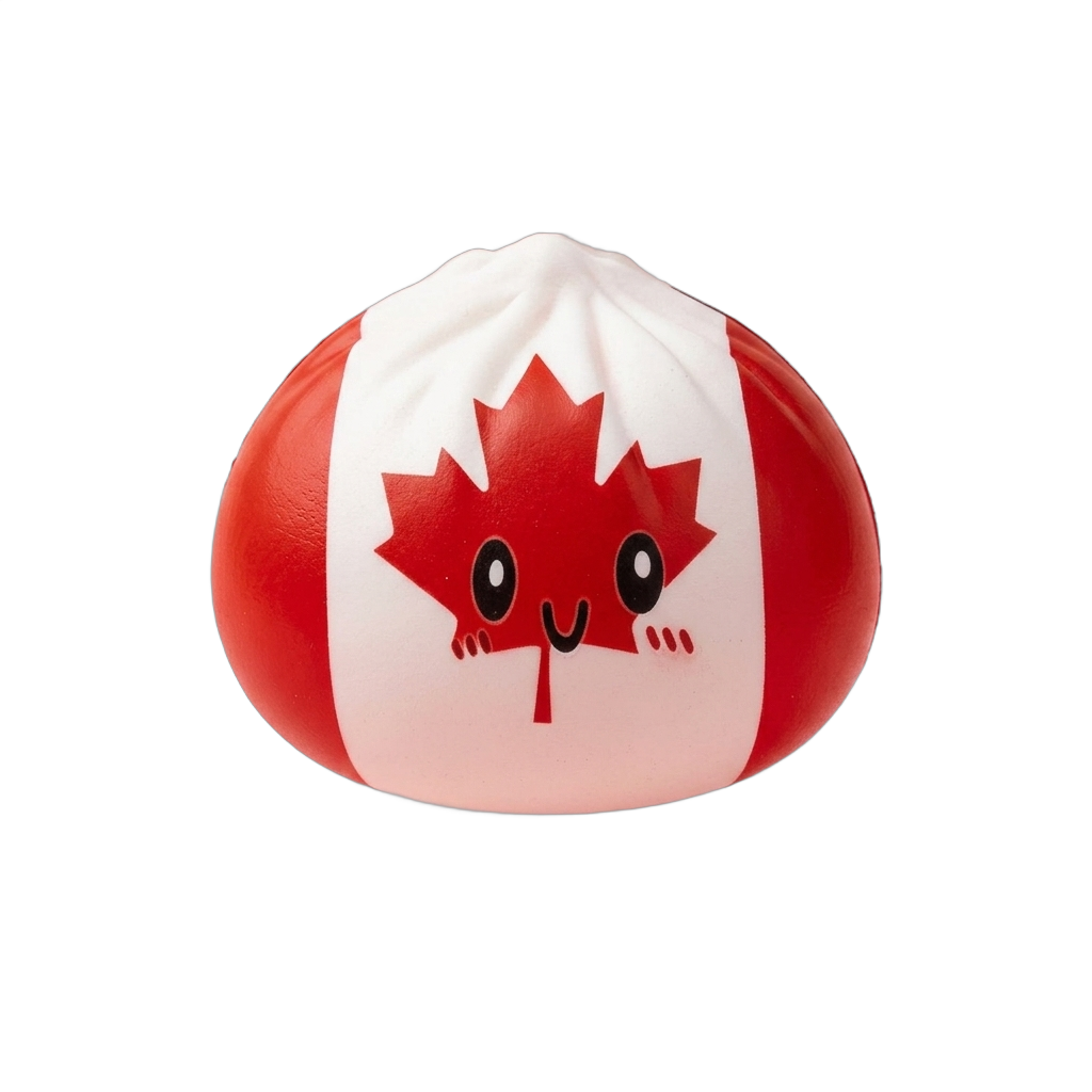 Flag Squishy Dumpling Canada met Bamboe Stoommandje tijdens het knijpen, zacht materiaal