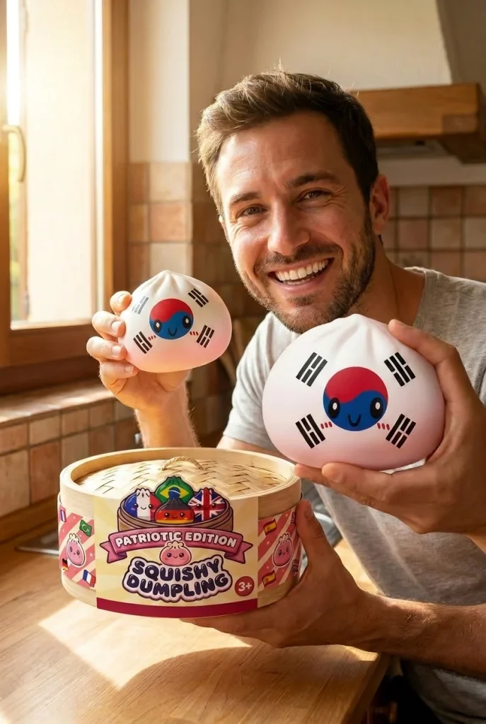 Flag Dumpling Squishy Zuid-Korea met zijn doos