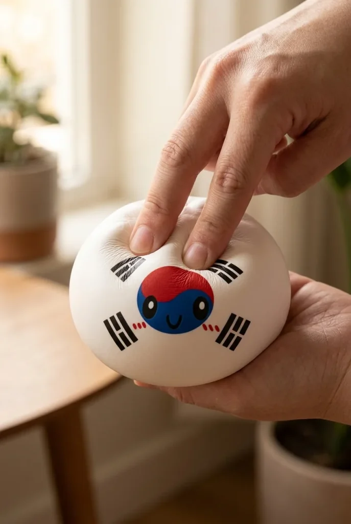 Flag Dumpling Squishy Zuid-Korea tijdens het knijpen