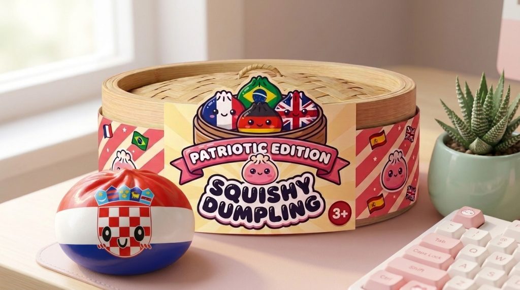 Flag Squishy Dumpling Kroatië in zijn kawaii omgeving