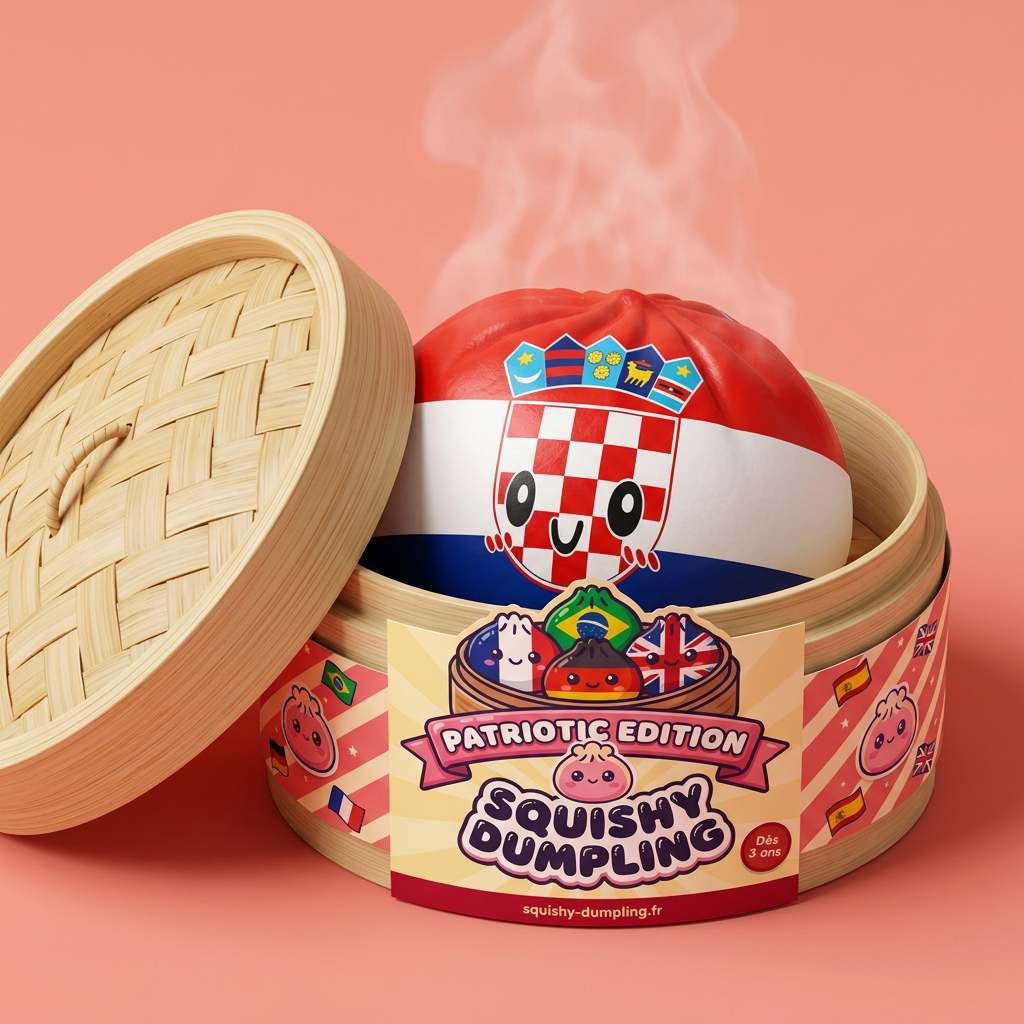 Flag Squishy Dumpling Kroatië in het bamboe stoommandje