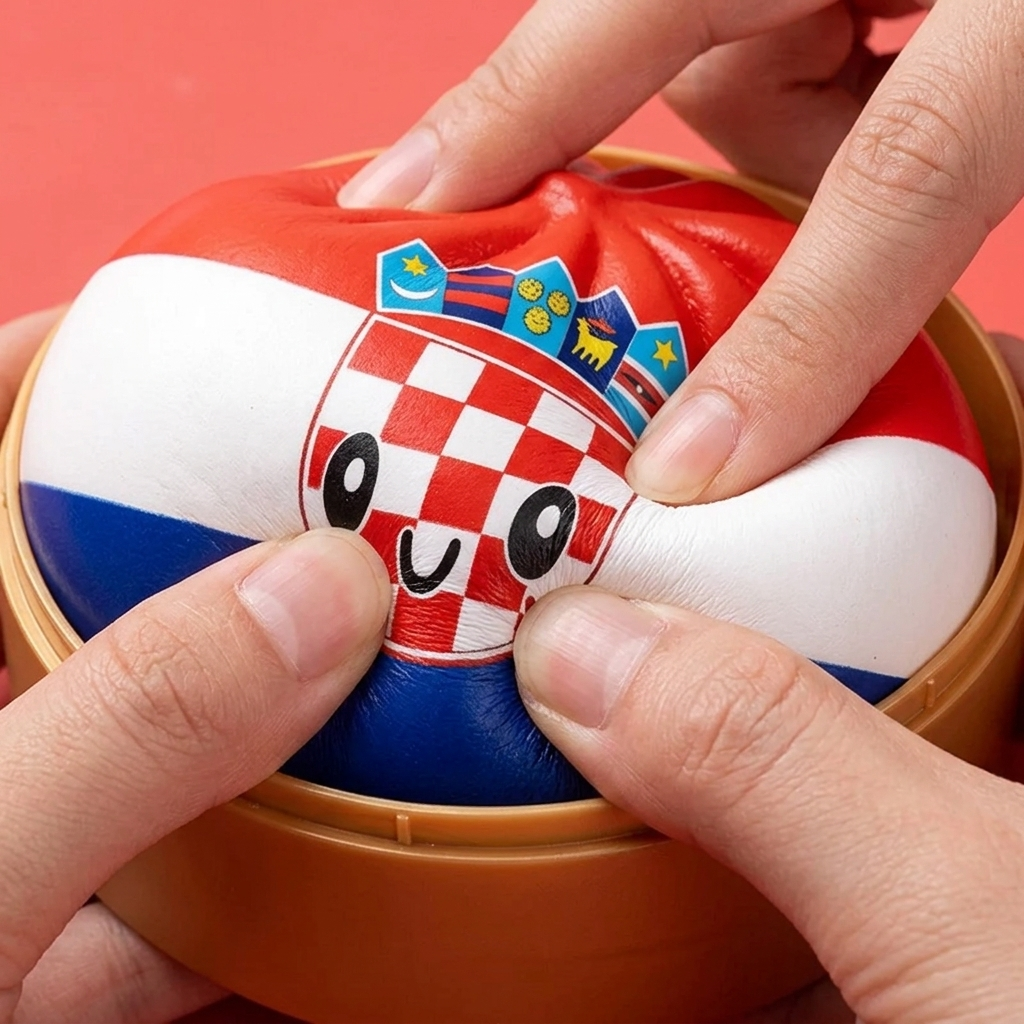 Flag Squishy Dumpling Kroatië — slow-rise effect, het schuim vert langzaam terug