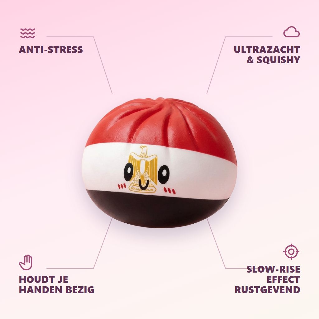 Flag Dumpling Squishy Egypte – Rood, Wit, Zwart — zijn voordelen