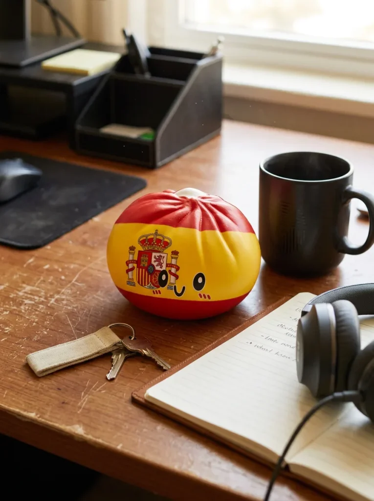 Squishy Flag Dumpling Spanje op het bureau
