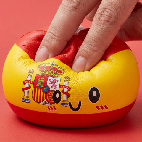 Squishy Flag Dumpling Spanje tijdens het knijpen, zacht materiaal