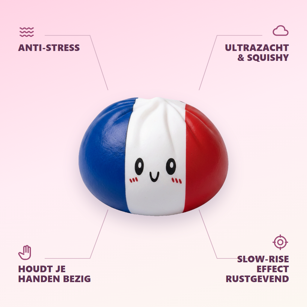 France Flag Squishy Dumpling – Blauw Wit Rood — zijn voordelen