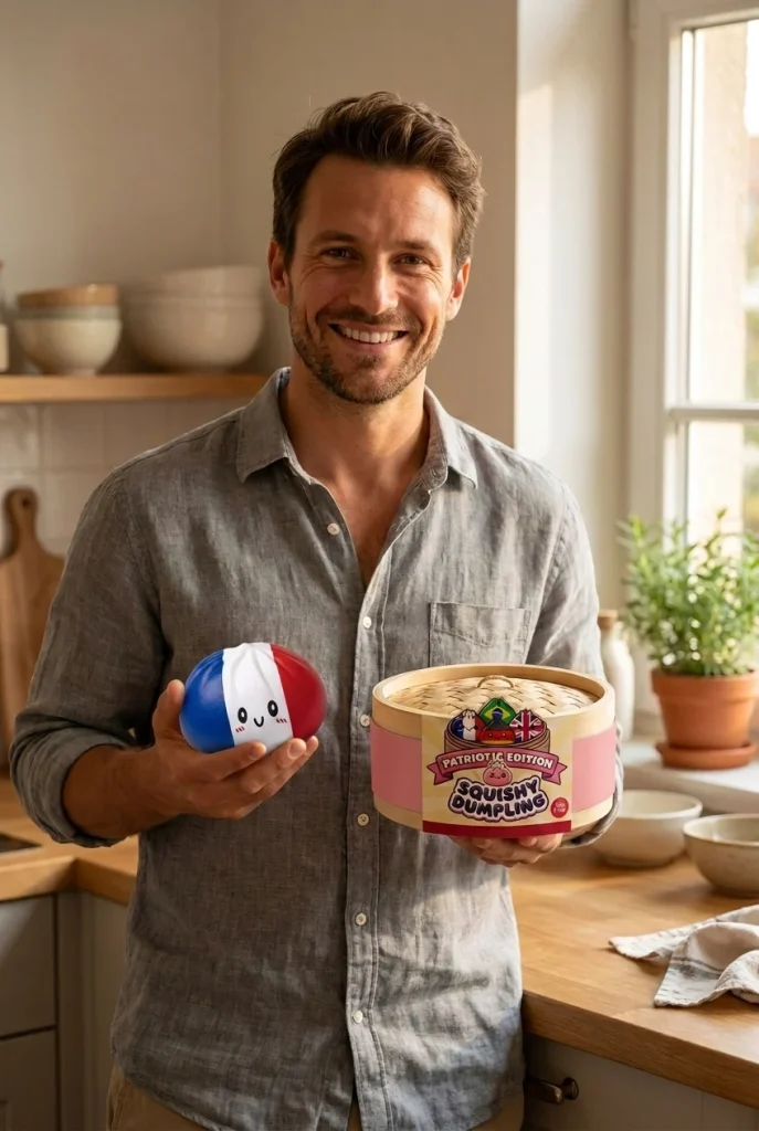 France Flag Squishy Dumpling – Blauw Wit Rood met zijn doos