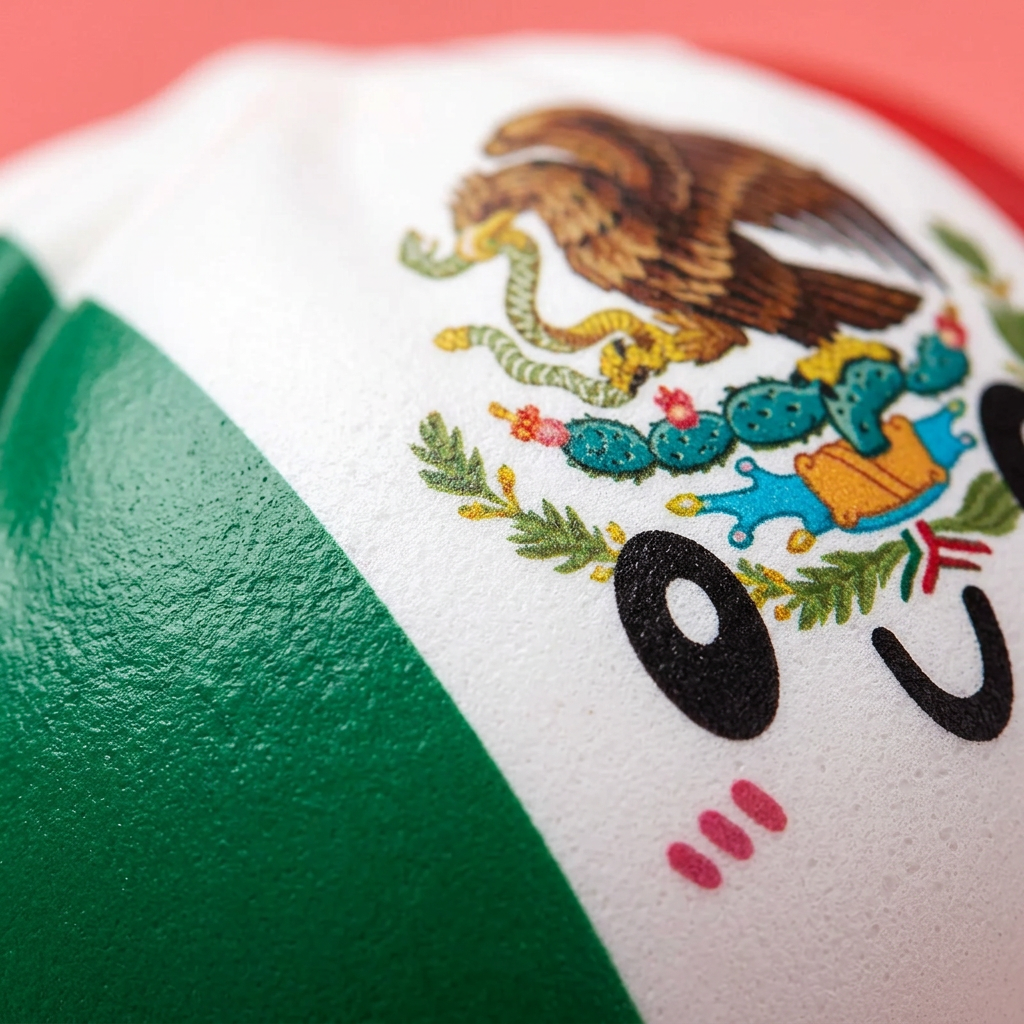 Flag Squishy Dumpling Mexico met Bamboe Stoomkorfje — macro-close-up van de textuur