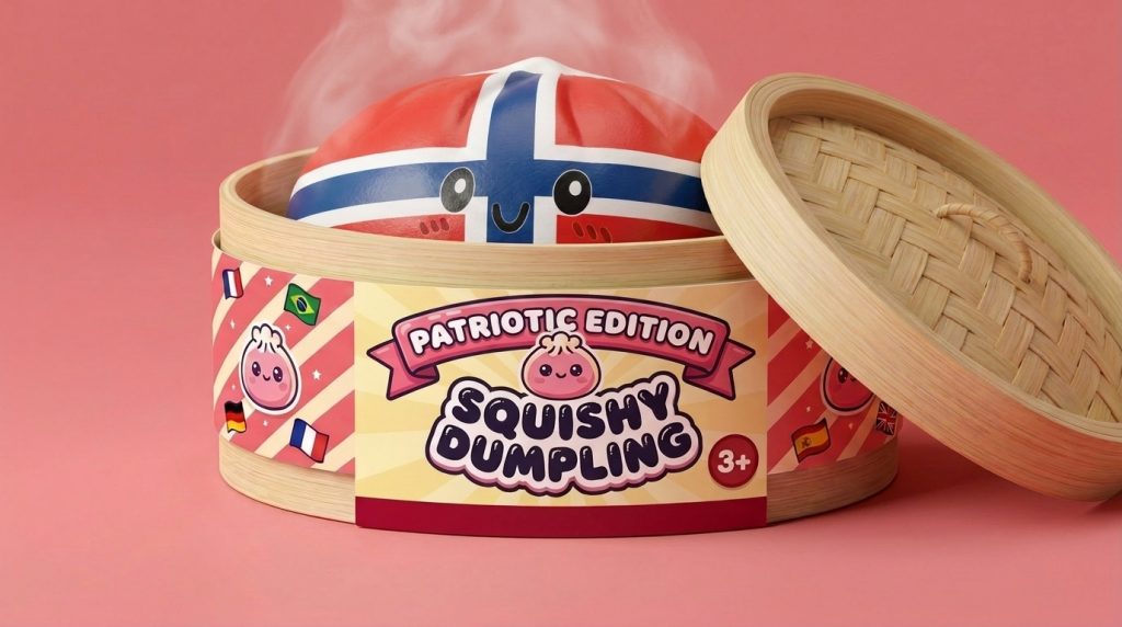 Flag Squishy Dumpling Noorwegen in het bamboe stoommandje