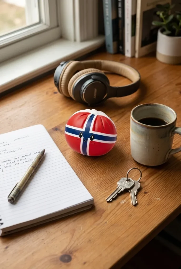 Flag Squishy Dumpling Noorwegen op het bureau