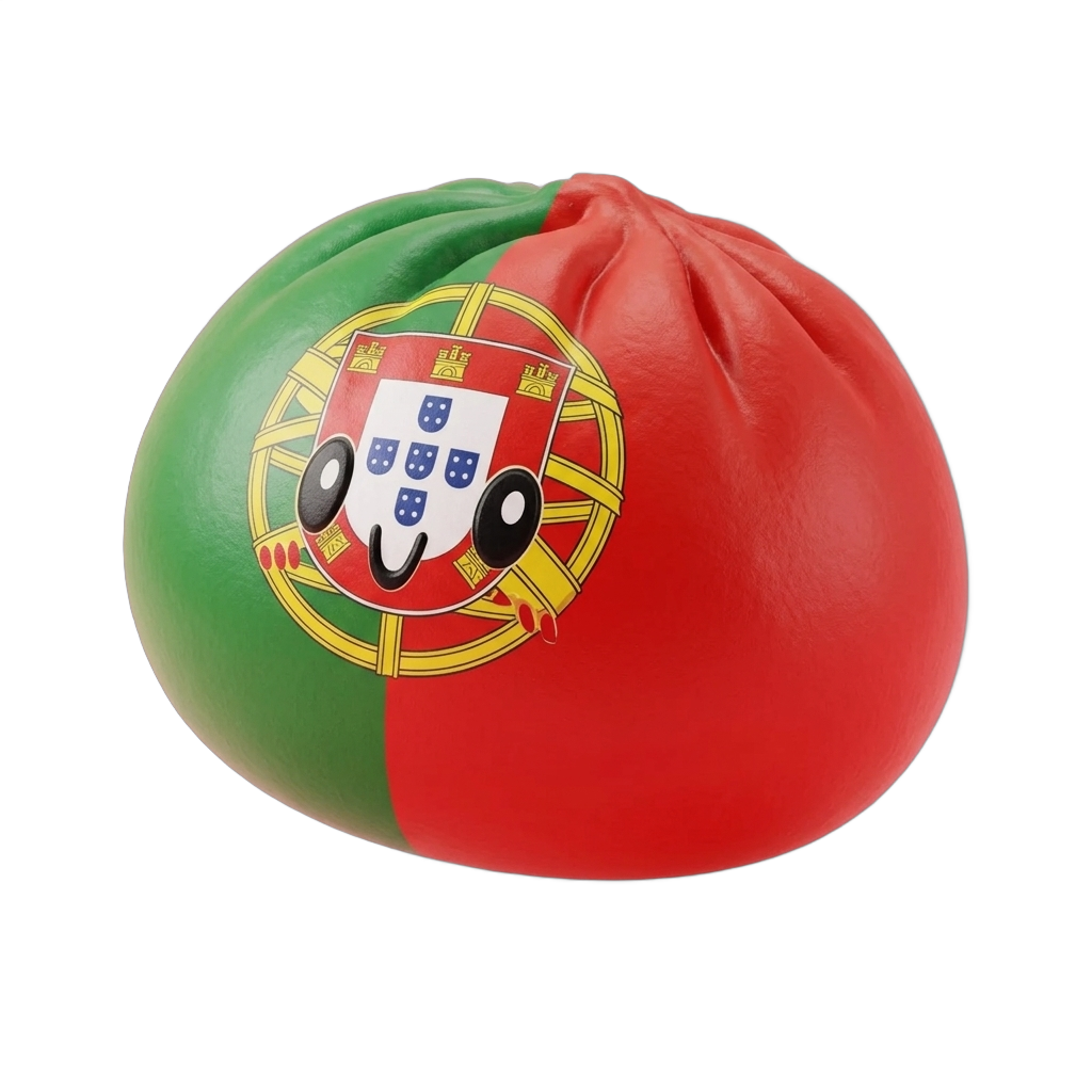 Squishy Dumpling Portugal met Bamboe Mandje tijdens het knijpen, zacht materiaal