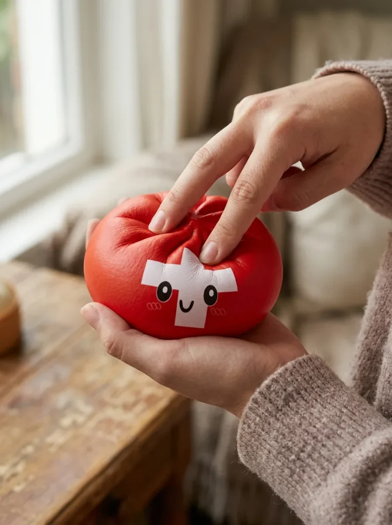 Flag Squishy Toy Zwitserland Dumpling tijdens het knijpen