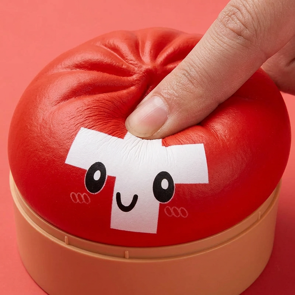 Flag Squishy Toy Zwitserland Dumpling — slow-rise effect, het schuim vert langzaam terug