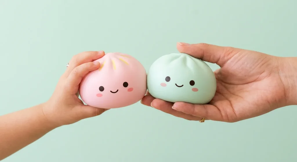 squishy en veiligheid: CE-markering en EN 71-normen, handen van kind en volwassene