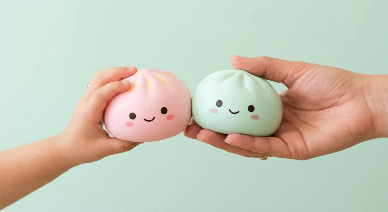 squishy en veiligheid: CE-markering en EN 71-normen, handen van kind en volwassene