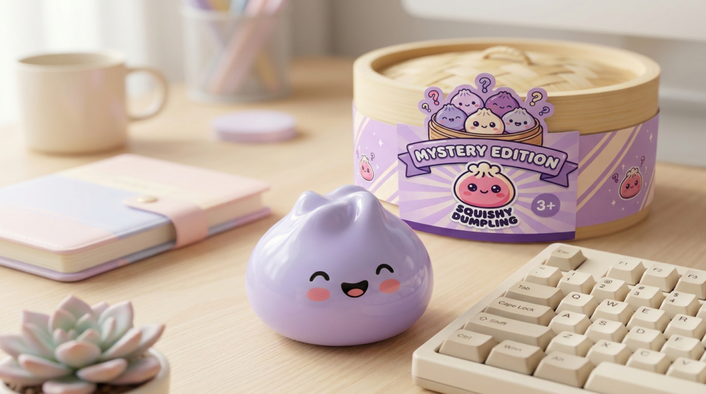 Dumpling Squishy Mystery Knuffel Verrassing in zijn kawaii omgeving