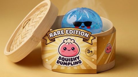 Dumpling Squishy Zonnebril – Stoere Editie in het bamboe stoommandje