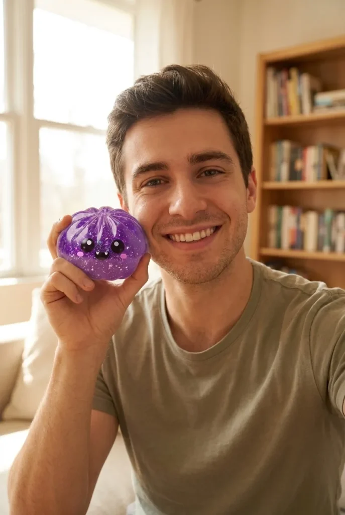 Dumpling Squishy Vampire Halloween Glitter Paars in het dagelijks leven