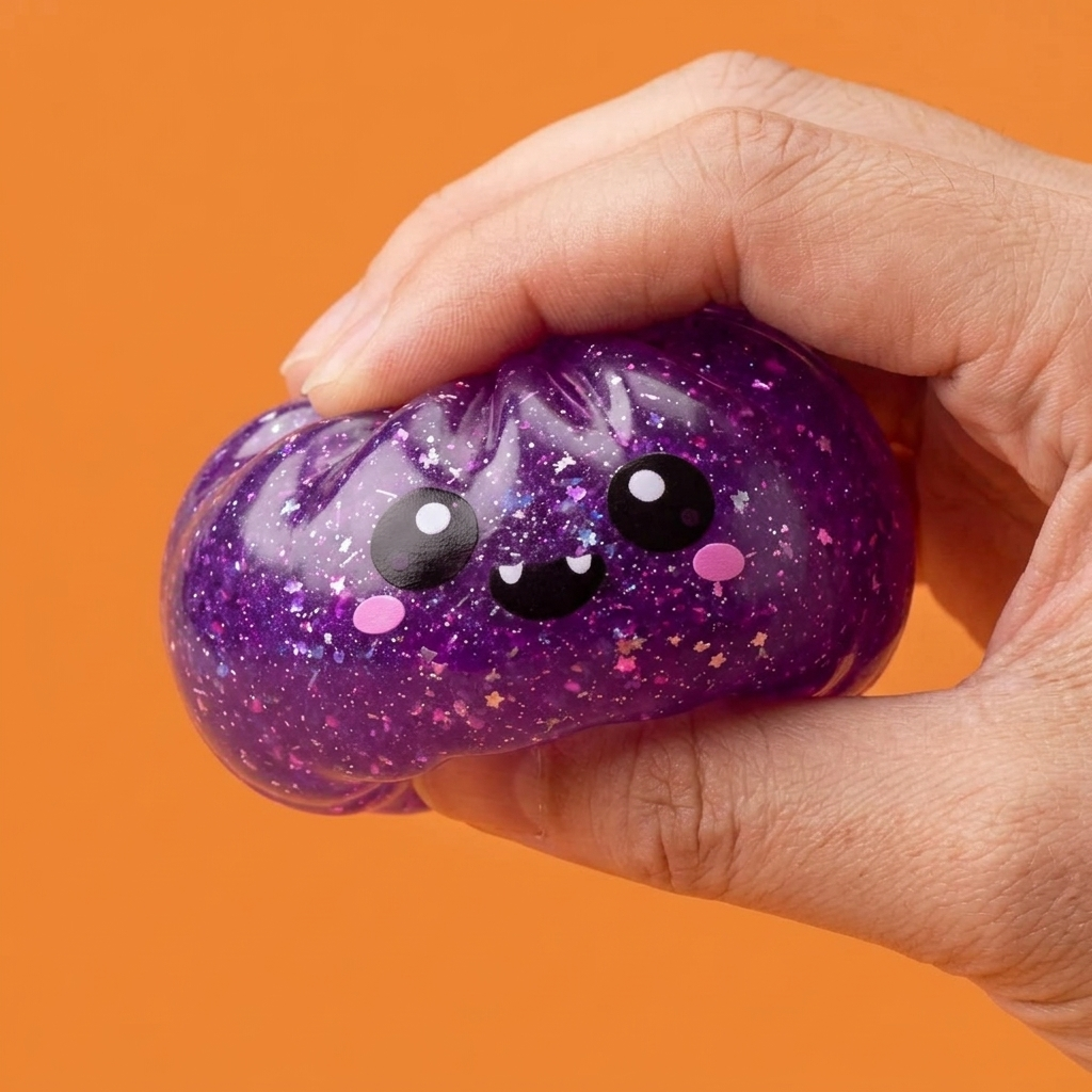 Dumpling Squishy Vampire Halloween Glitter Paars — slow-rise effect, het schuim vert langzaam terug