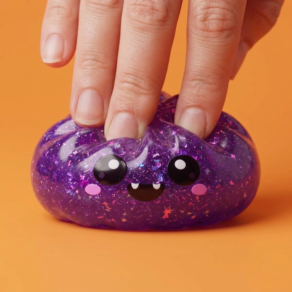 Dumpling Squishy Vampire Halloween Glitter Paars tijdens het knijpen, zacht materiaal