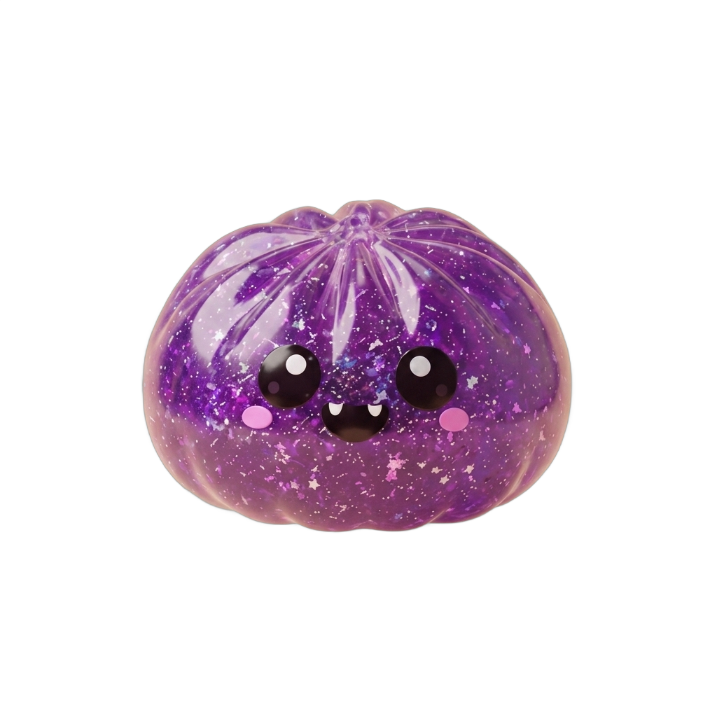 Dumpling Squishy Vampire Halloween Glitter Paars tijdens het knijpen, zacht materiaal