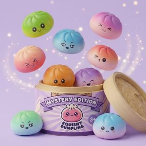 Mystery Dumpling Squishy met Bamboe Stoommandje tijdens het knijpen, zacht materiaal