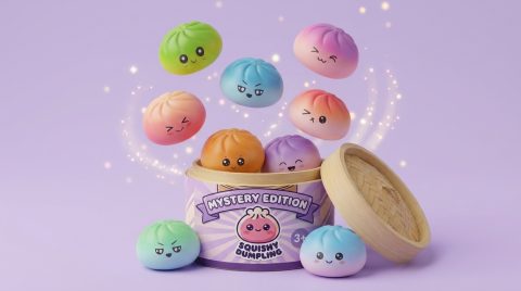Mystery Dumpling Squishy met Bamboe Stoommandje tijdens het knijpen, zacht materiaal